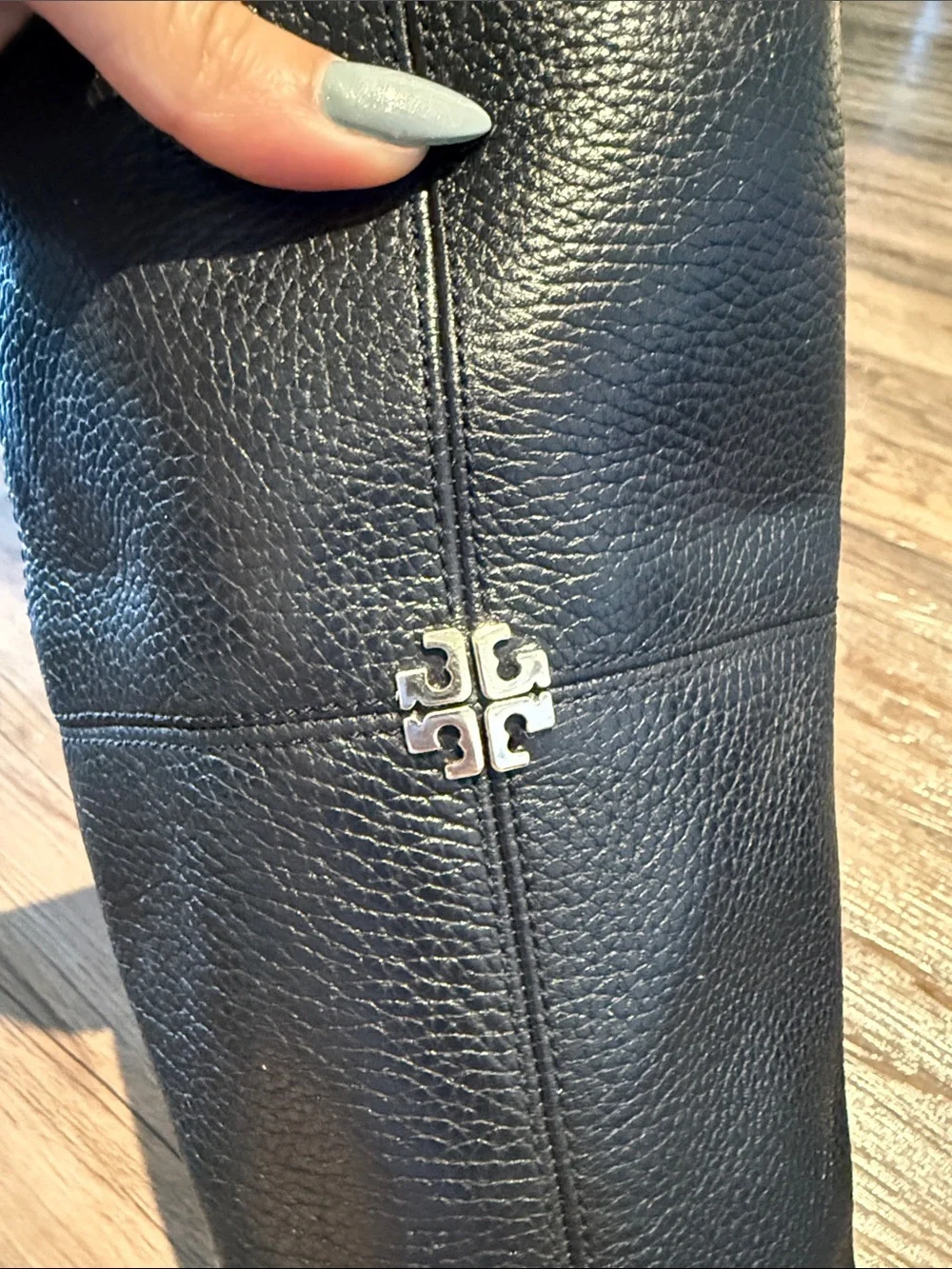Tory Burch Black Pebbled Leather Over-the-Knee Boots